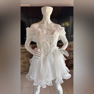 Miss Veil White Tulle Corset Mini Dress NWT Size L
